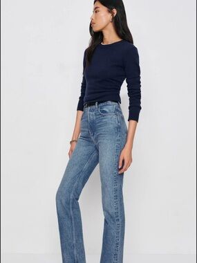 Reformation High-Rise Straight Jeans - Medium Blue